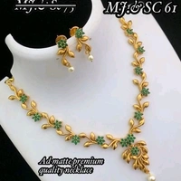 Gold Plated Beautiful Design Necklace With American Diamonds  And Pearls So May Designs Available And COD Available