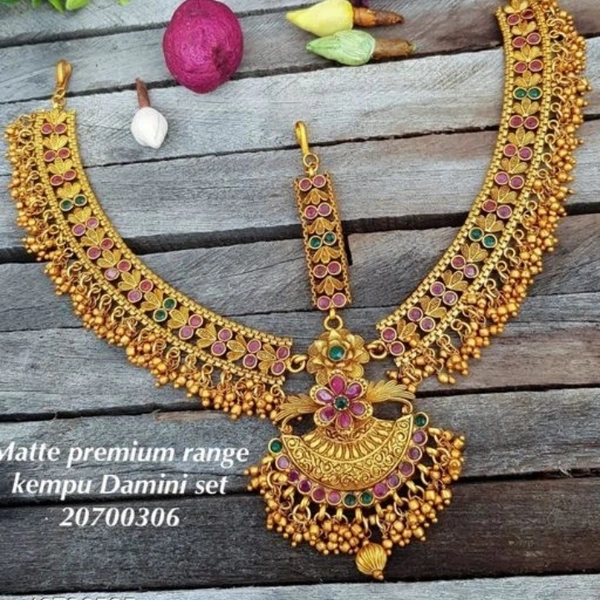 Gold Plated Matte Finish Premium Quality Damini Set For Bride COD Available