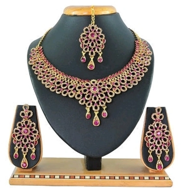 Gold Plated Premium Quality Necklace Along With Maang Tikka, Artificial Stones Used In Work COD Available Free Shipping Easy Returns In Case Of Any Damage Issue 