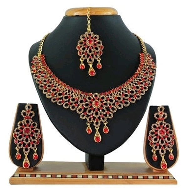 Gold Plated Premium Quality Necklace Along With Maang Tikka, Artificial Stones Used In Work COD Available Free Shipping Easy Returns In Case Of Any Damage Issue 
