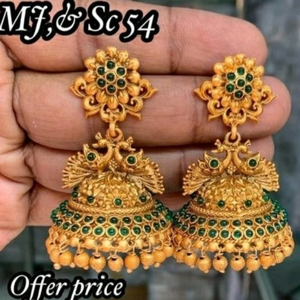 Gold Plated Matte Finish Peckock Design Ear Rings Very Big Size COD Available Easy Returns In Case Of Any Damage Issue