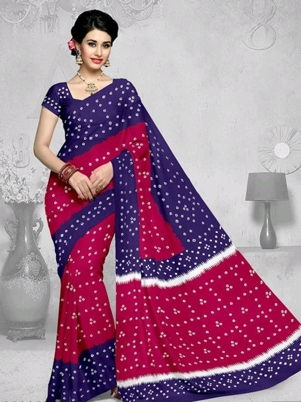 Pure Cotton  Printed Saree Bandhini Print , Separate Blouse Same As Saree, Saree Length:5.5m Blouse Length:80cm COD Available