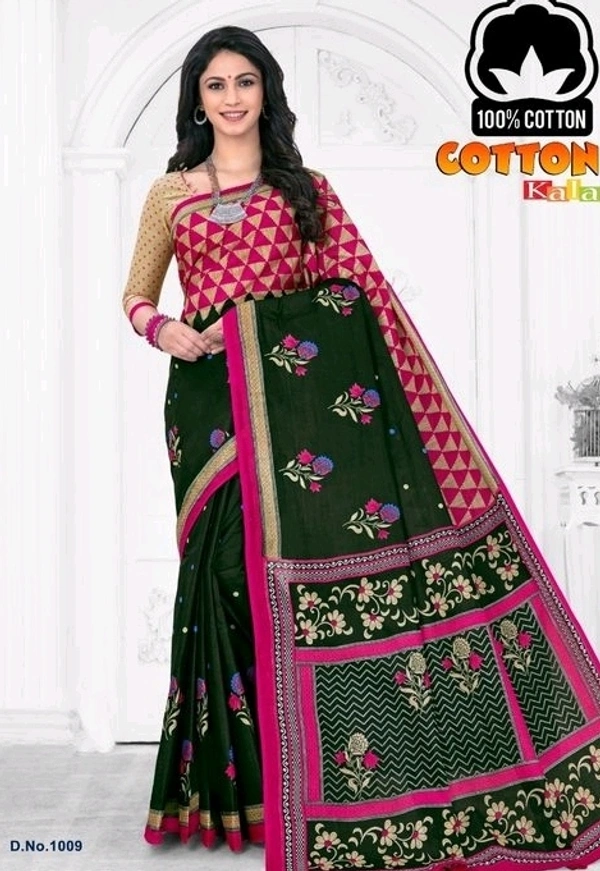 Pure Cotton  Printed Saree Bandhini Print , Separate Blouse Same As Saree, Saree Length:5.5m Blouse Length:80cm COD Available
