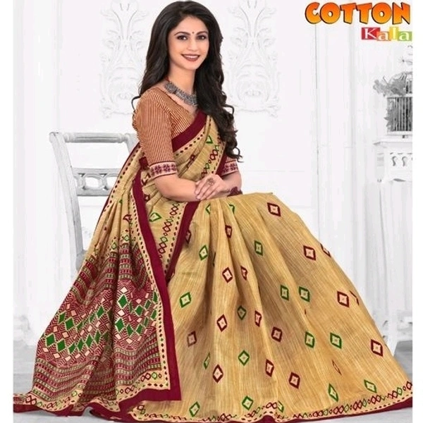 Pure Cotton  Printed Saree Bandhini Print , Separate Blouse Same As Saree, Saree Length:5.5m Blouse Length:80cm COD Available