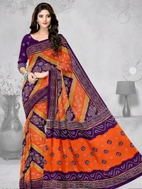 Pure Cotton  Printed Saree Bandhini Print , Separate Blouse Same As Saree, Saree Length:5.5m Blouse Length:80cm COD Available