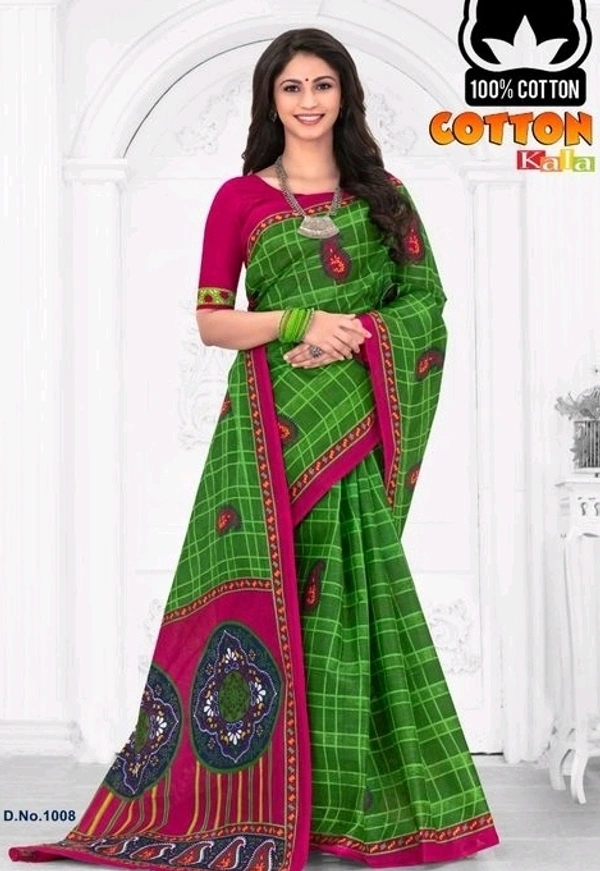 Pure Cotton  Printed Saree Bandhini Print , Separate Blouse Same As Saree, Saree Length:5.5m Blouse Length:80cm COD Available