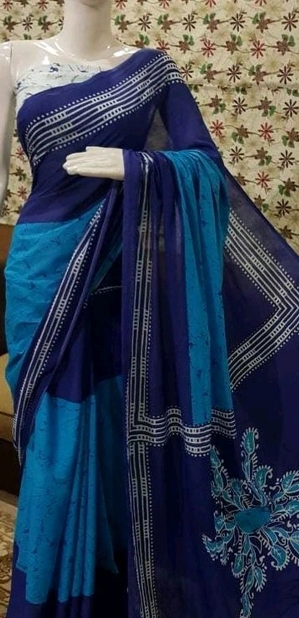 Pure Cotton Saree, Running Blouse Printed Self Design, Saree Length:5.5m Blouse Length:80cm COD Available