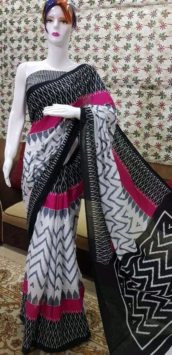 Pure Cotton Saree, Running Blouse Printed Self Design, Saree Length:5.5m Blouse Length:80cm COD Available