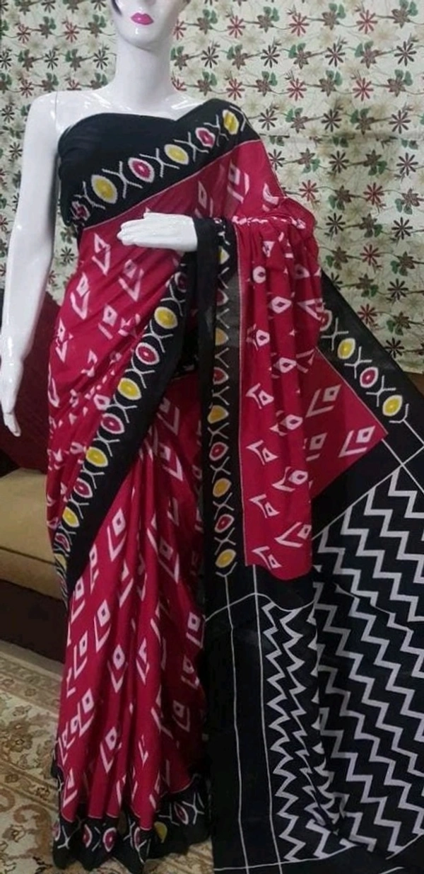 Pure Cotton Saree, Running Blouse Printed Self Design, Saree Length:5.5m Blouse Length:80cm COD Available