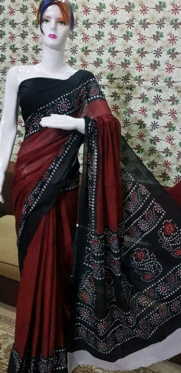 Pure Cotton Saree, Running Blouse Printed Self Design, Saree Length:5.5m Blouse Length:80cm COD Available