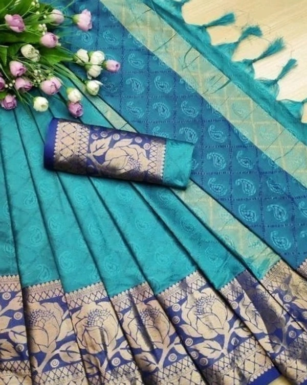 Pure Soft Cotton, Separate Blouse Piece Cotton Silk, Woven Design Pattern Saree Length:5.5m Blouse Length:80cm COD Available