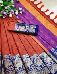 Pure Soft Cotton, Separate Blouse Piece Cotton Silk, Woven Design Pattern Saree Length:5.5m Blouse Length:80cm COD Available