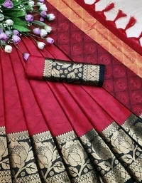 Pure Soft Cotton, Separate Blouse Piece Cotton Silk, Woven Design Pattern Saree Length:5.5m Blouse Length:80cm COD Available