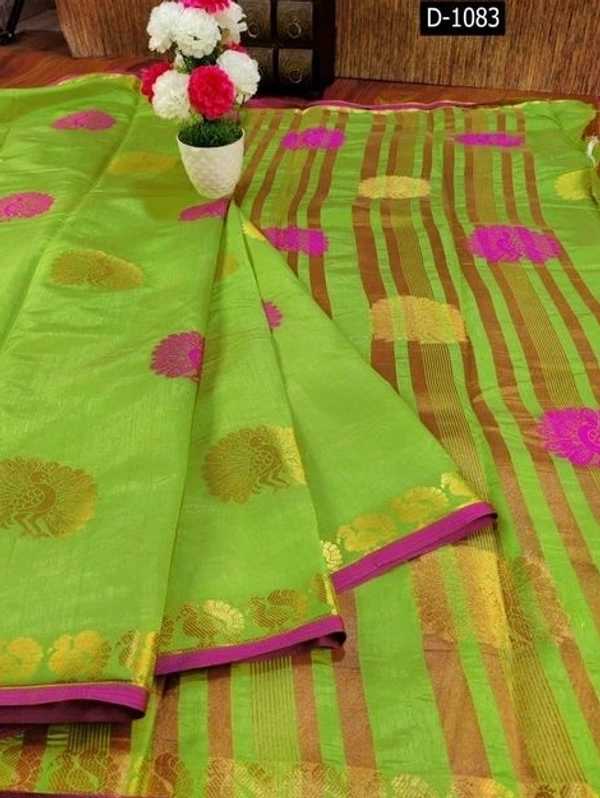 Chanderi Silk, Jute Cotton, Shantoon, Silk Blend,tantra, Semi Stitched Blouse, Saree Length:5.5m Blouse Length:80cm COD Available