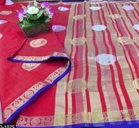 Chanderi Silk, Jute Cotton, Shantoon, Silk Blend,tantra, Semi Stitched Blouse, Saree Length:5.5m Blouse Length:80cm COD Available