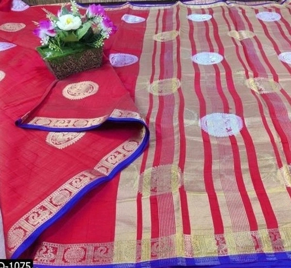 Chanderi Silk, Jute Cotton, Shantoon, Silk Blend,tantra, Semi Stitched Blouse, Saree Length:5.5m Blouse Length:80cm COD Available