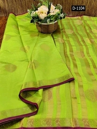 Chanderi Silk, Jute Cotton, Shantoon, Silk Blend,tantra, Semi Stitched Blouse, Saree Length:5.5m Blouse Length:80cm COD Available