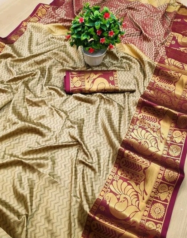 Pure Soft Silk Zari Woven Design, Separate Blouse Piece Cotton Silk Fabric, Saree Length:5.5m Blouse Length:80cm COD Available