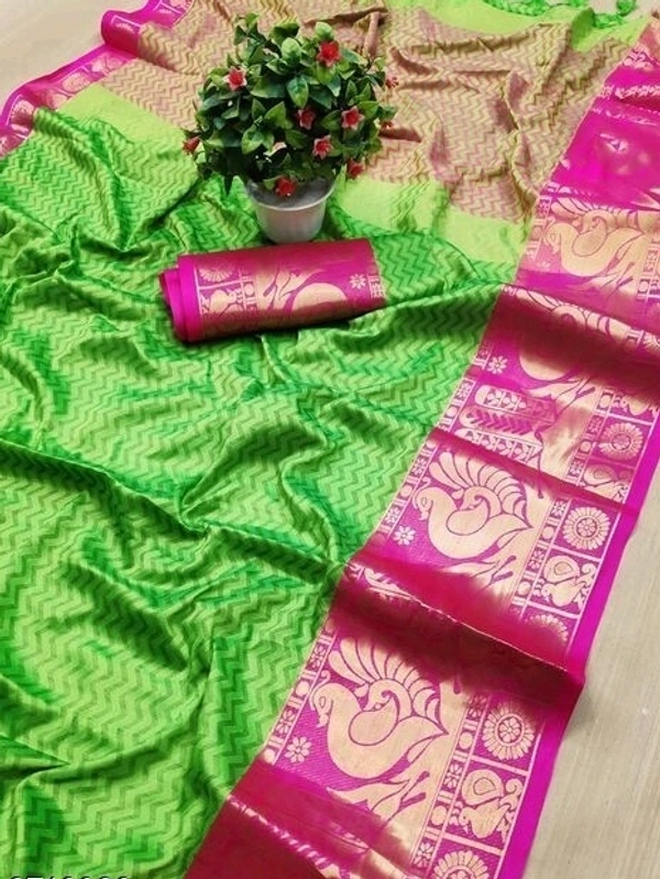 Pure Soft Silk Zari Woven Design, Separate Blouse Piece Cotton Silk Fabric, Saree Length:5.5m Blouse Length:80cm COD Available