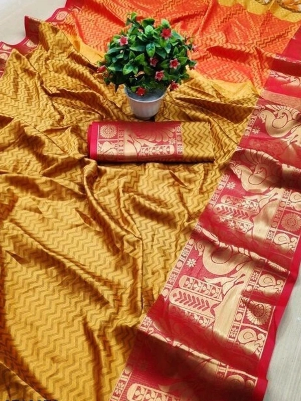 Pure Soft Silk Zari Woven Design, Separate Blouse Piece Cotton Silk Fabric, Saree Length:5.5m Blouse Length:80cm COD Available