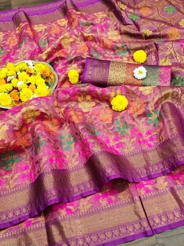 Organga Zari Woven Border Saree, Separate Blouse Piece Same As Saree, Saree Length:5.5m Blouse Length:80cmCOD Available