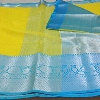 Banarasi Organza Saree With Zari Woven Border, Separate Blouse Piece Same As Saree, Saree Length:5.5m Blouse Length:80cm COD Available