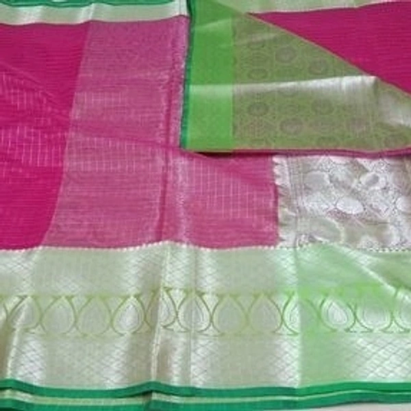 Banarasi Organza Saree With Zari Woven Border, Separate Blouse Piece Same As Saree, Saree Length:5.5m Blouse Length:80cm COD Available