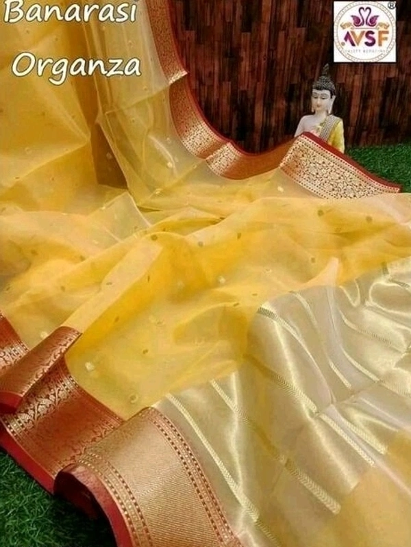  Organza Saree With Zari Woven Border, Separate Blouse Piece Same As Saree, Saree Length:5.5m Blouse Length:80cm COD Available