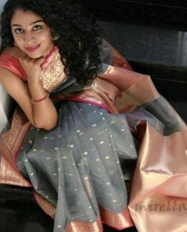  Organza Saree With Zari Woven Border, Separate Blouse Piece Same As Saree, Saree Length:5.5m Blouse Length:80cm COD Available