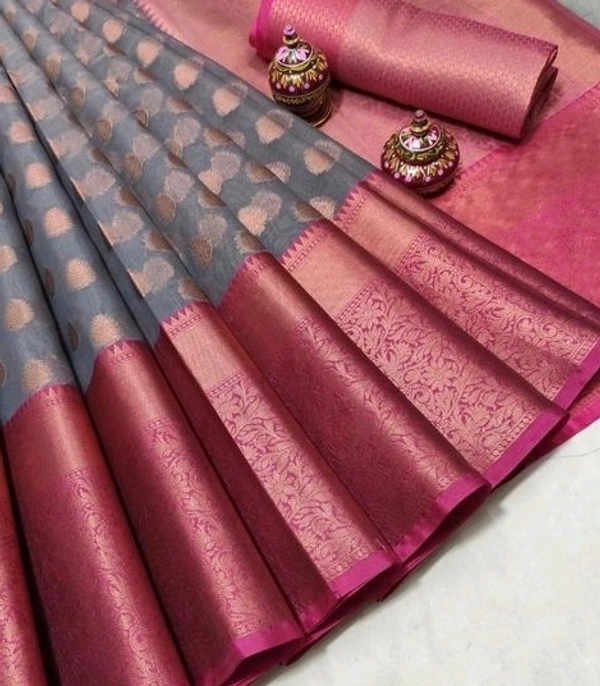  Organza Saree With Zari Woven Border Self Design, Separate Blouse Piece Same As Saree, Saree Length:5.5m Blouse Length:80cm COD Available