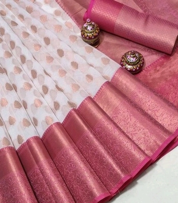  Organza Saree With Zari Woven Border Self Design, Separate Blouse Piece Same As Saree, Saree Length:5.5m Blouse Length:80cm COD Available