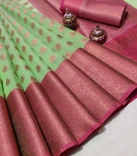  Organza Saree With Zari Woven Border Self Design, Separate Blouse Piece Same As Saree, Saree Length:5.5m Blouse Length:80cm COD Available