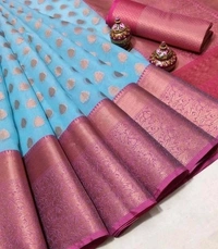  Organza Saree With Zari Woven Border Self Design, Separate Blouse Piece Same As Saree, Saree Length:5.5m Blouse Length:80cm COD Available