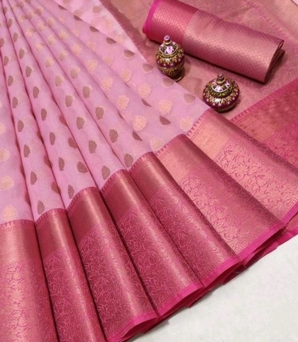  Organza Saree With Zari Woven Border Self Design, Separate Blouse Piece Same As Saree, Saree Length:5.5m Blouse Length:80cm COD Available