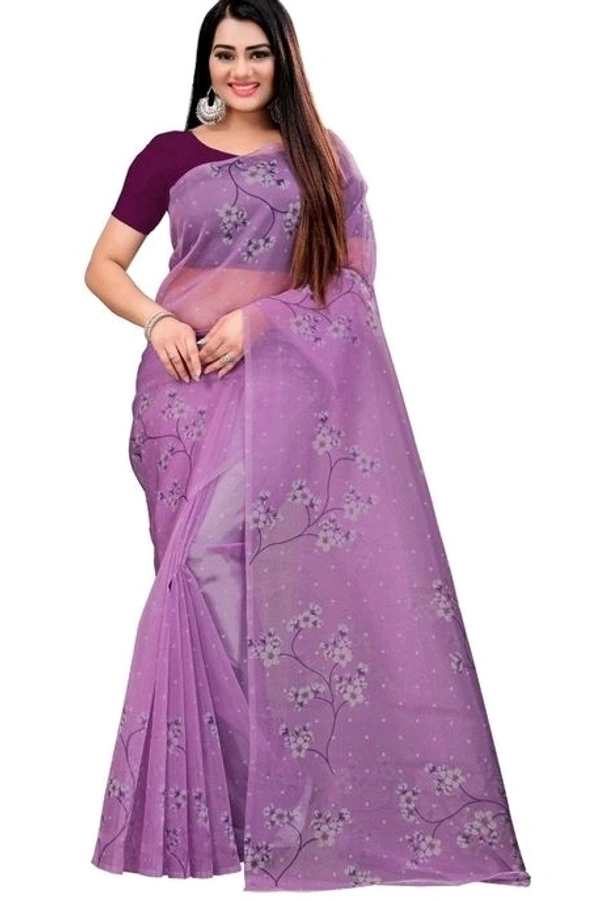  Organza Saree With 3Ddigital  Printed Design, Separate Blouse Piece( Cotton Blend) , Saree Length:5.4m Blouse Length:80cm COD Available
