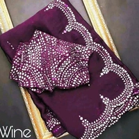  Organza Saree Chips Design, Separate Blouse Piece( Poly Silk Fabric) ,Saree Length:5.5m Blouse Length:80cm COD Available