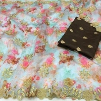  Organza Saree With Embroidery Work And Pearls Work, Different Silk Blouse Piece With Embroidery, Saree Length:5.5m Blouse Length:80cm, COD Available