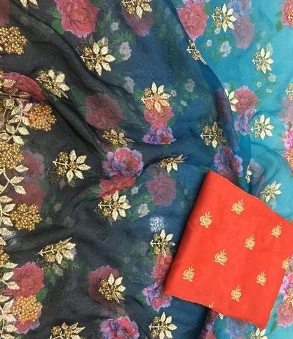  Organza Saree With Embroidery Work And Pearls Work, Different Silk Blouse Piece With Embroidery, Saree Length:5.5m Blouse Length:80cm, COD Available