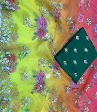  Organza Saree With Embroidery Work And Pearls Work, Different Silk Blouse Piece With Embroidery, Saree Length:5.5m Blouse Length:80cm, COD Available