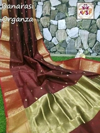  Organza Saree With Zari Woven Border, Separate Blouse Piece Same As Saree, Saree Length:5.5m Blouse Length:80cm COD Available