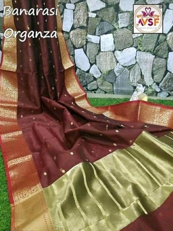  Organza Saree With Zari Woven Border, Separate Blouse Piece Same As Saree, Saree Length:5.5m Blouse Length:80cm COD Available