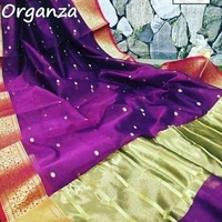  Organza Saree With Zari Woven Border, Separate Blouse Piece Same As Saree, Saree Length:5.5m Blouse Length:80cm COD Available