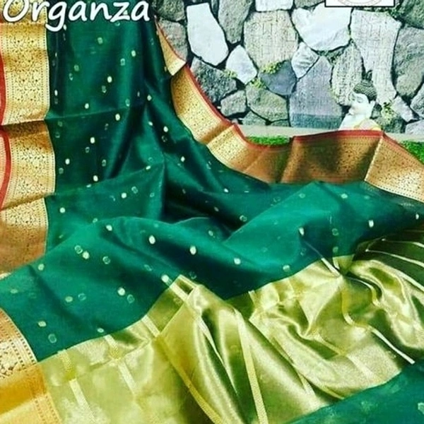 Organza Saree With Zari Woven Border, Separate Blouse Piece Same As Saree, Saree Length:5.5m Blouse Length:80cm COD Available