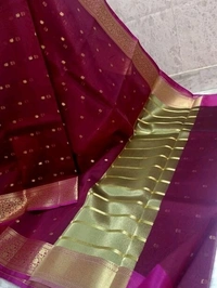 Banarasi Kora Organza Saree With Zari Woven  Border, Separate Blouse Piece, Saree Length:5.5 M , Blouse Length:80 CM , COD Available