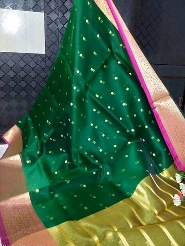 Banarasi Kora Organza Saree With Zari Woven  Border, Separate Blouse Piece, Saree Length:5.5 M , Blouse Length:80 CM , COD Available
