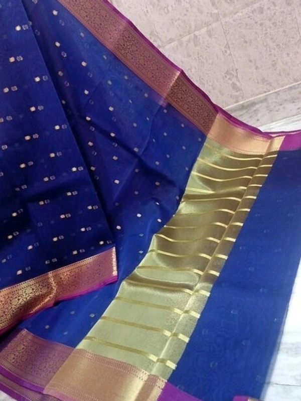Banarasi Kora Organza Saree With Zari Woven  Border, Separate Blouse Piece, Saree Length:5.5 M , Blouse Length:80 CM , COD Available