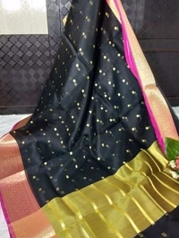 Banarasi Kora Organza Saree With Zari Woven  Border, Separate Blouse Piece, Saree Length:5.5 M , Blouse Length:80 CM , COD Available