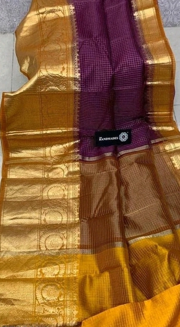 Organza Zari Checks Work With Zari Border,Running Blouse, Saree Length:5.5M,  Blouse Length:80cm, COD Available