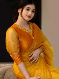 Moga Silk  Thin Organza Saree, Fully Stitched Embellished Blouse With Beautiful Work, Saree Length:5.5M, Blouse Length:80 CM, COD Available