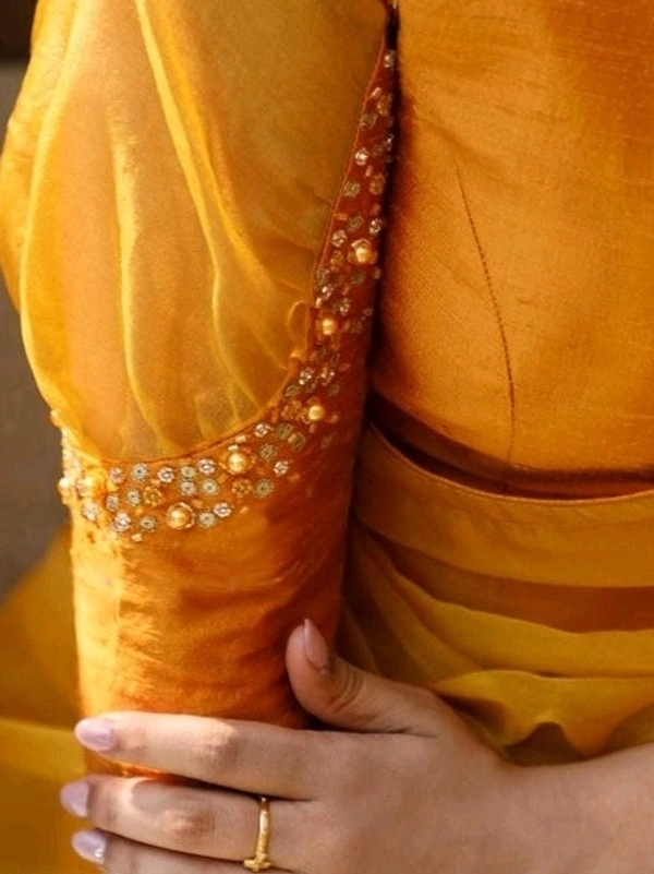 Moga Silk  Thin Organza Saree, Fully Stitched Embellished Blouse With Beautiful Work, Saree Length:5.5M, Blouse Length:80 CM, COD Available